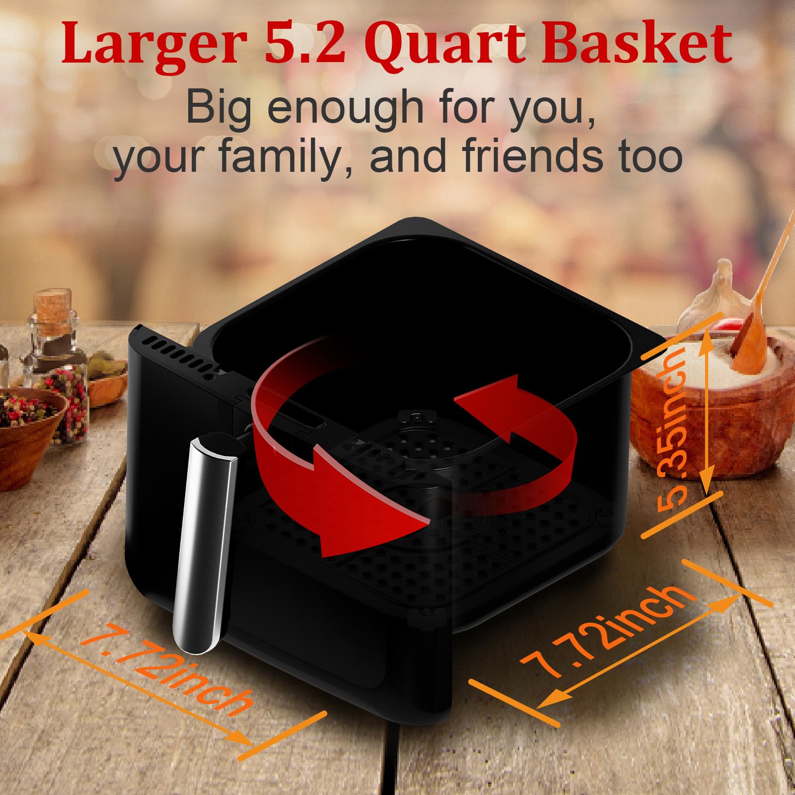 5.2QT Air Fryer Oven with LED Digital Touchscreen - 12 Preset Functions for Air Frying, Baking, Reheating & Keep Warm | Nonstick Dishwasher-Safe Basket | Stainless Steel/Black&Silver Design | Perfect for Healthy Cooking, Quick Meals & Family Dinners