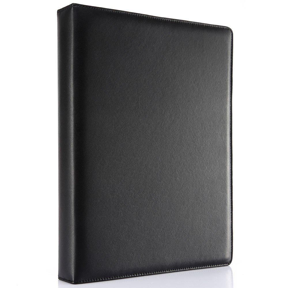 KINGFOM A4 Faux Leather Padfolio - Professional 3 Ring Binder Business Organizer with Card Holder, Document File Folder for Office, School & Meetings (Black) - Perfect for Presentations, Interviews & Daily Organization