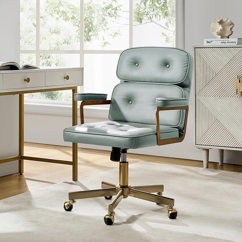 Denise Upholstered Swivel Office Chair - Ergonomic Executive Desk Chair with Adjustable Height & Lumbar Support - Perfect for Home Office, Gaming & Conference Rooms