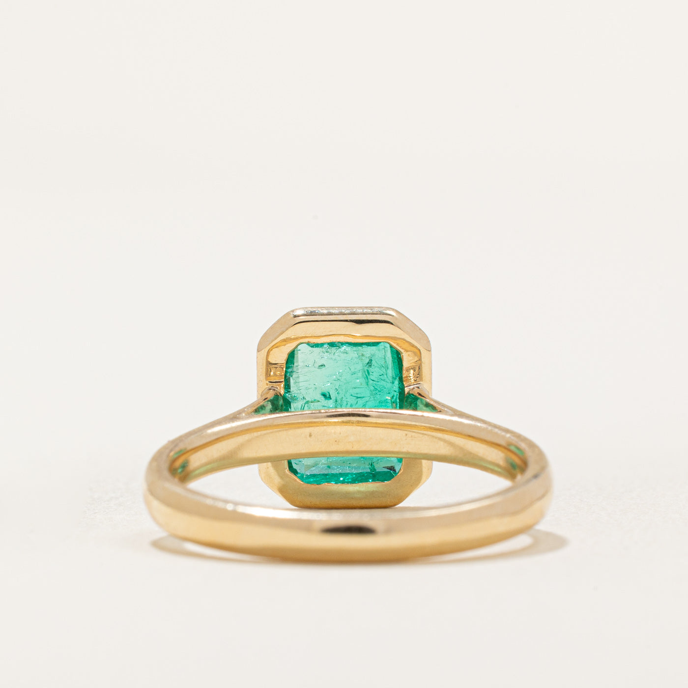 Emerald Bezel Set Ring - 1.54ct Genuine Emerald, Size 7.25, 14K Gold Wedding Band, Elegant Jewelry Gift for Her | Perfect for Engagement, Anniversary & Special Occasions
