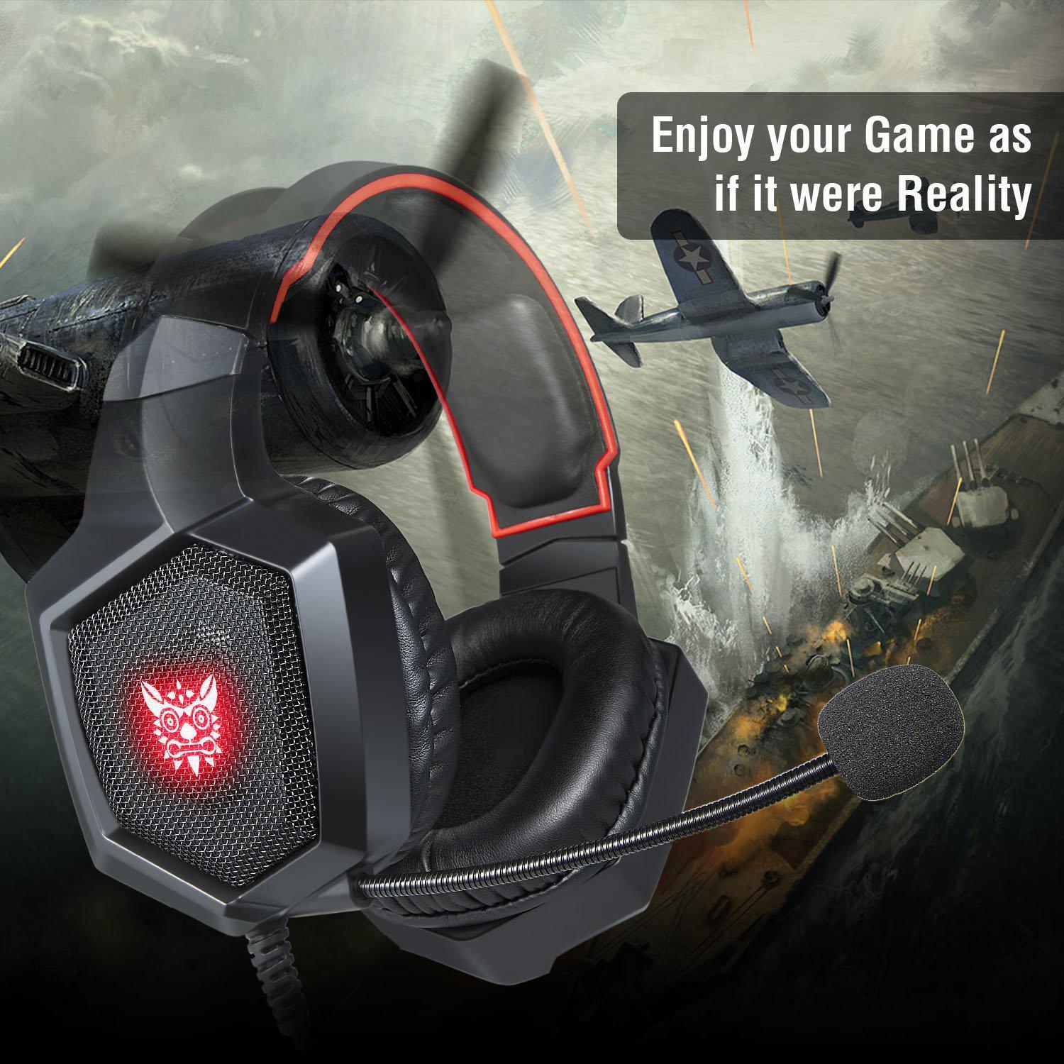 ONIKUMA K8 Wired Stereo Gaming Headset with Microphone & RGB LED Lights - Noise Cancelling Over-Ear Headphones for PC, PS4, Xbox, Nintendo Switch Gaming & Streaming