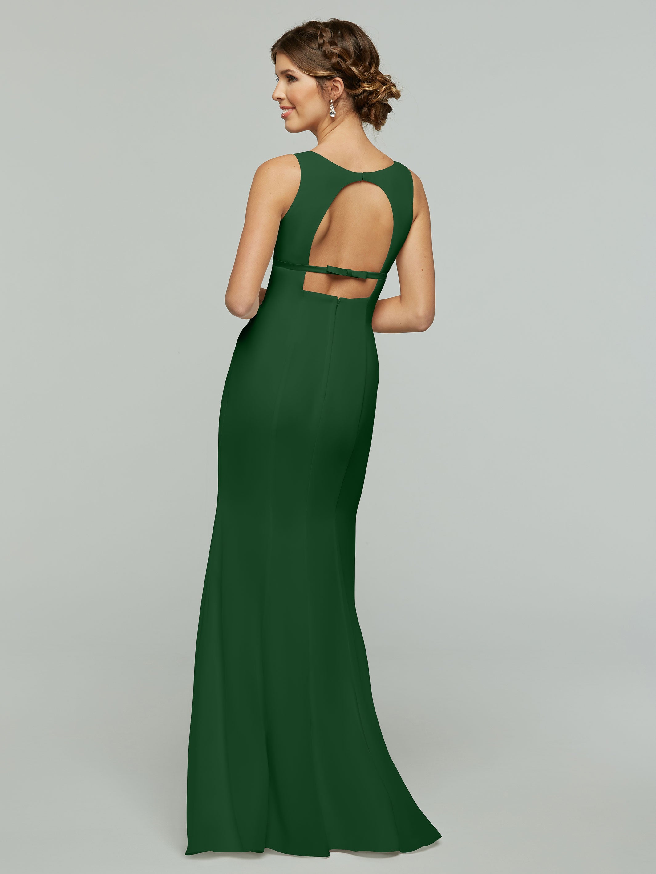 Elegant V-Neck Chiffon Bridesmaid Dress with Satin Ribbon Waist - Perfect for Weddings, Formal Events & Special Occasions