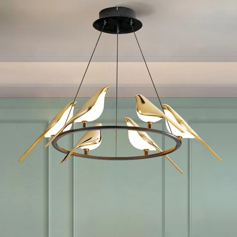 Elegant Bird Shaped Acrylic Chandelier - Modern Crystal Ceiling Light Fixture for Dining Room, Bedroom & Living Room Decor
