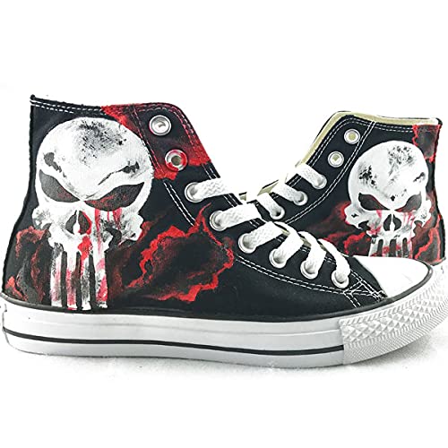 Hand-Painted Skull High Top Sneakers - Unisex Fashion Shoes for Men & Women | Perfect for Streetwear, Gothic Style & Casual Outfits