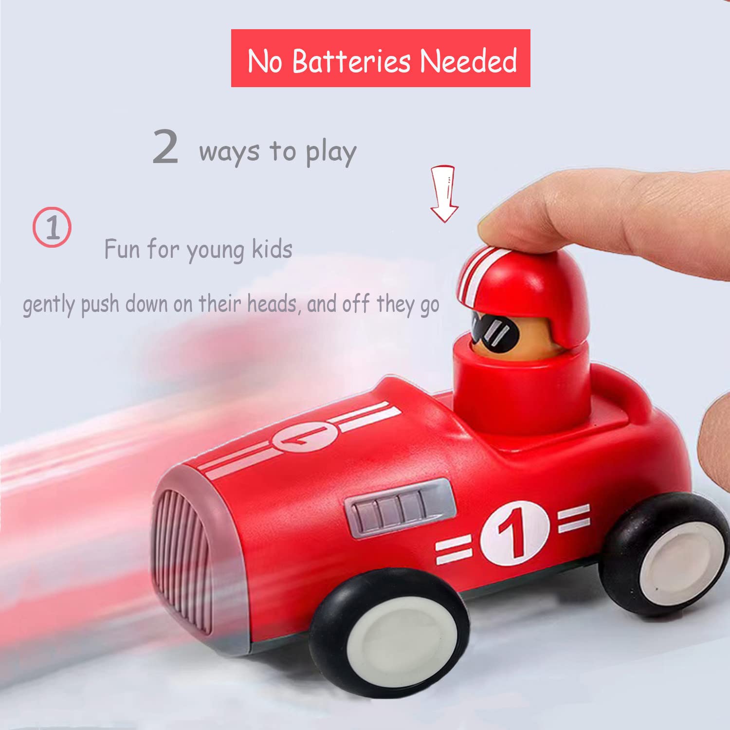 4 Pack Friction Powered Toy Vehicles - Push & Go Cars, Train, Boat, Airplane Set for Toddlers 1-3 Years Old - Perfect Gift for Boys & Girls - Great for Indoor Play, Birthday Presents & Early Learning Development