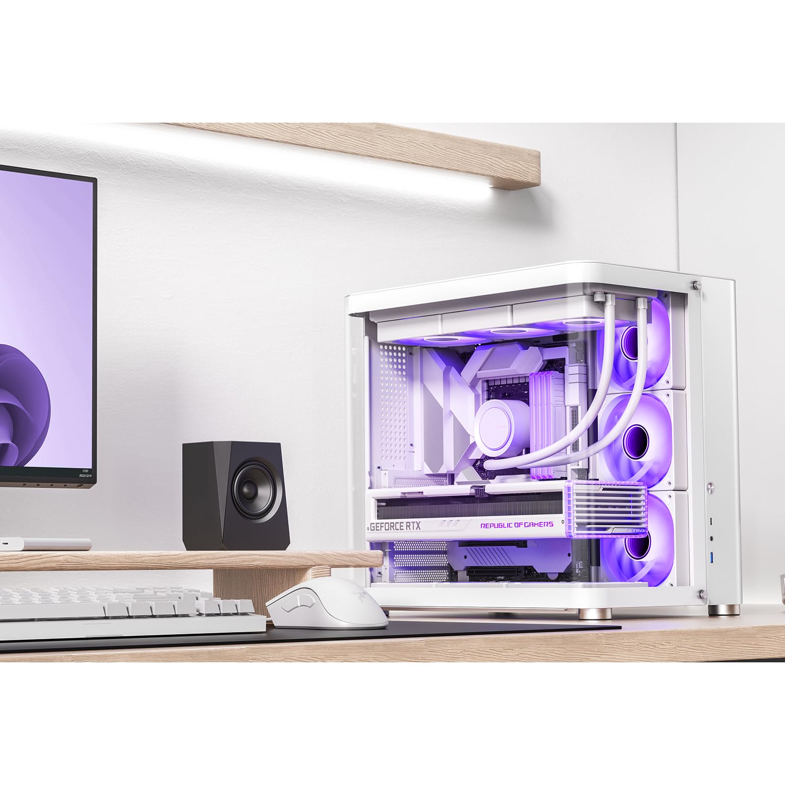 JONSBO TK-2 White ATX Mid-Tower PC Case - Hyperboloid Tempered Glass, Aluminum Alloy Shell, BTF Motherboard & 360 AIO Support - Perfect for Gaming Rigs & Workstation Builds
