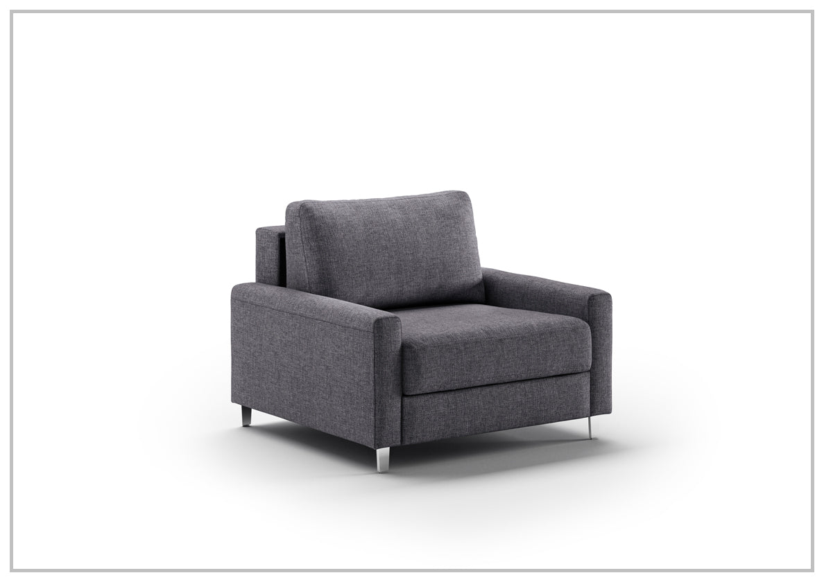 Luonto Nico Fabric Sleeper Chair Sofa with Nest Mechanism - Convertible Bed & Lounge Chair with Walnut or Chrome Legs - Perfect for Small Spaces, Guest Rooms & Apartments