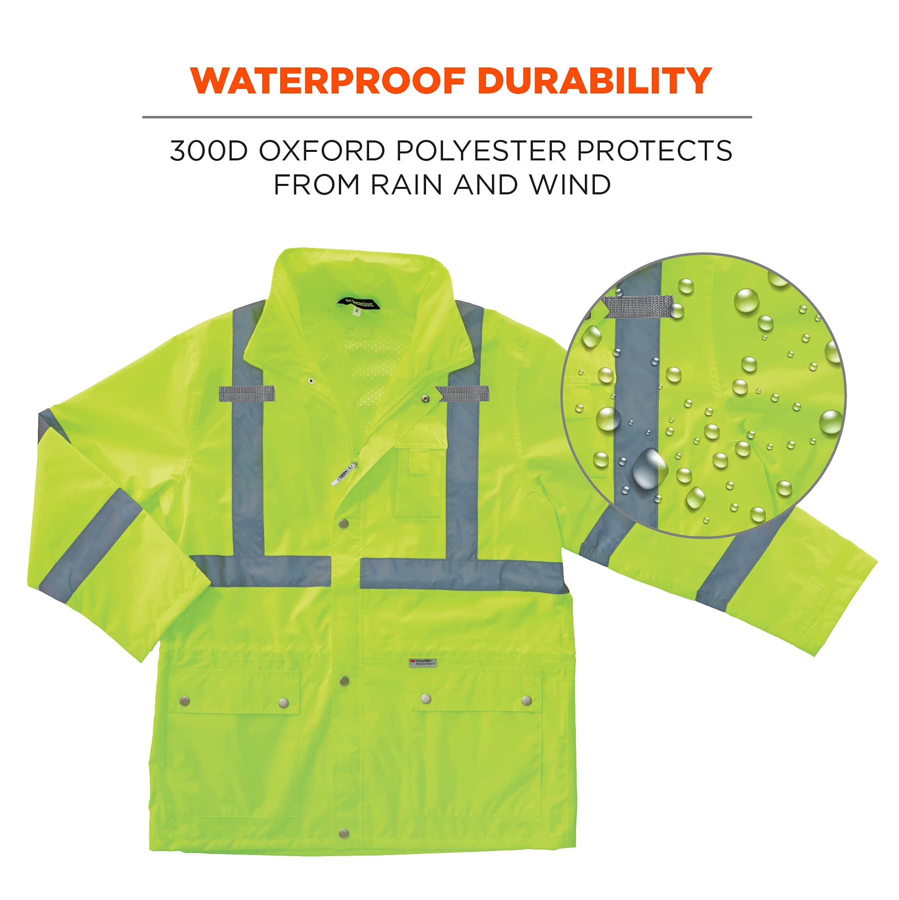 Ergodyne Standard Rain Jacket - Waterproof & Lightweight Outdoor Jacket for Hiking, Camping & Work - Men's & Women's Raincoat for All-Weather Protection