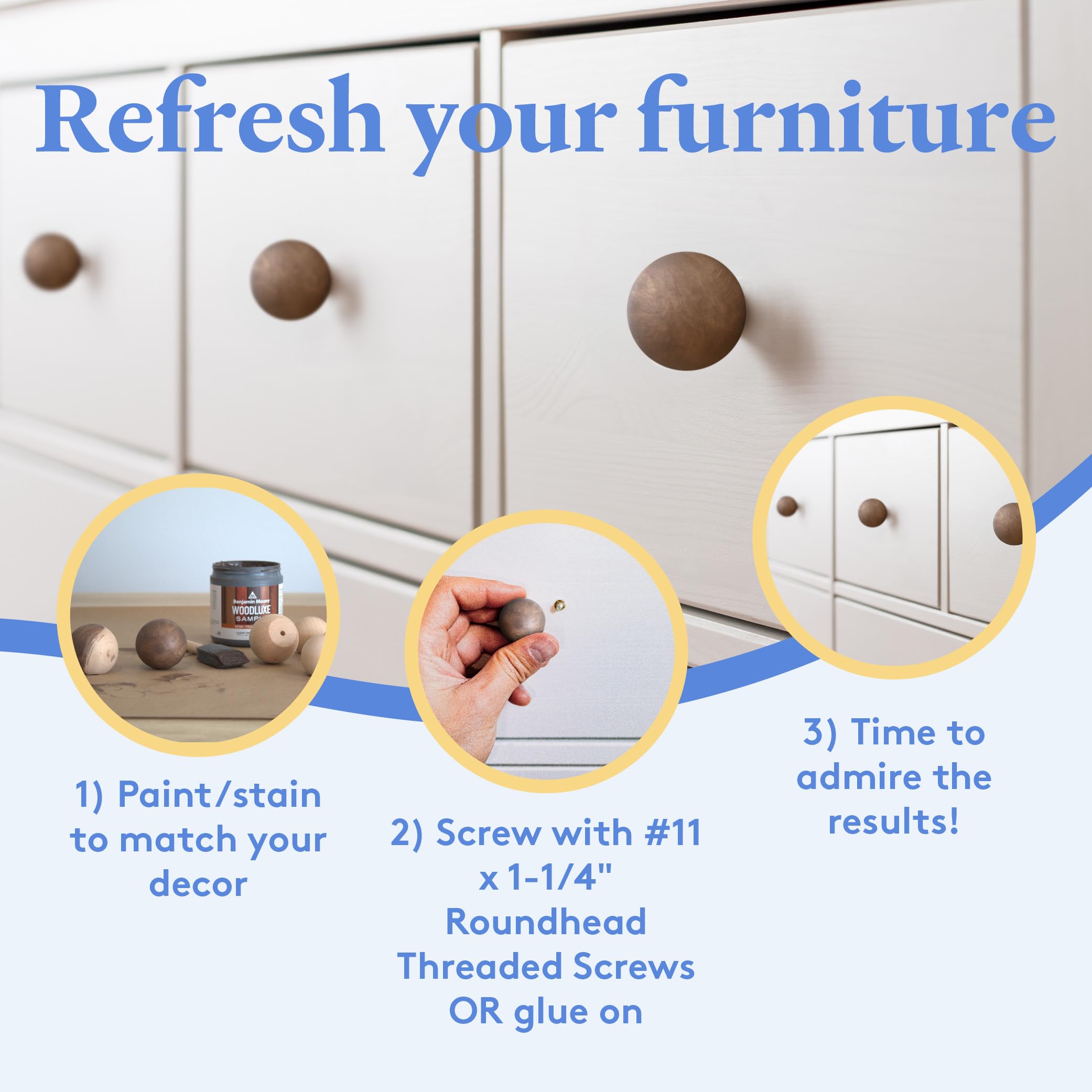Natural Wood Knobs 1.75