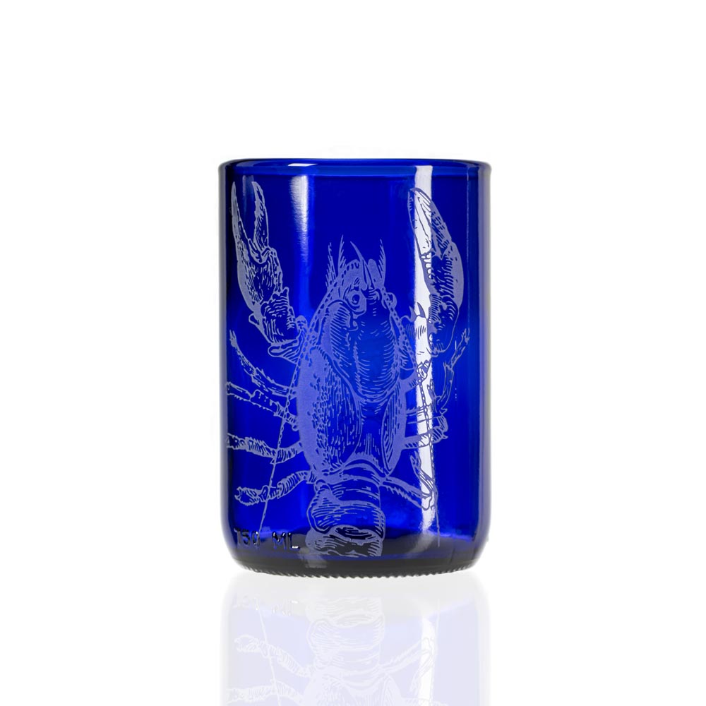 Upcycled Lola Lobster 12oz Blue Repurposed Tumbler Set of 2 - Eco-Friendly Reusable Coffee Cup for Office, Travel & Outdoor Activities