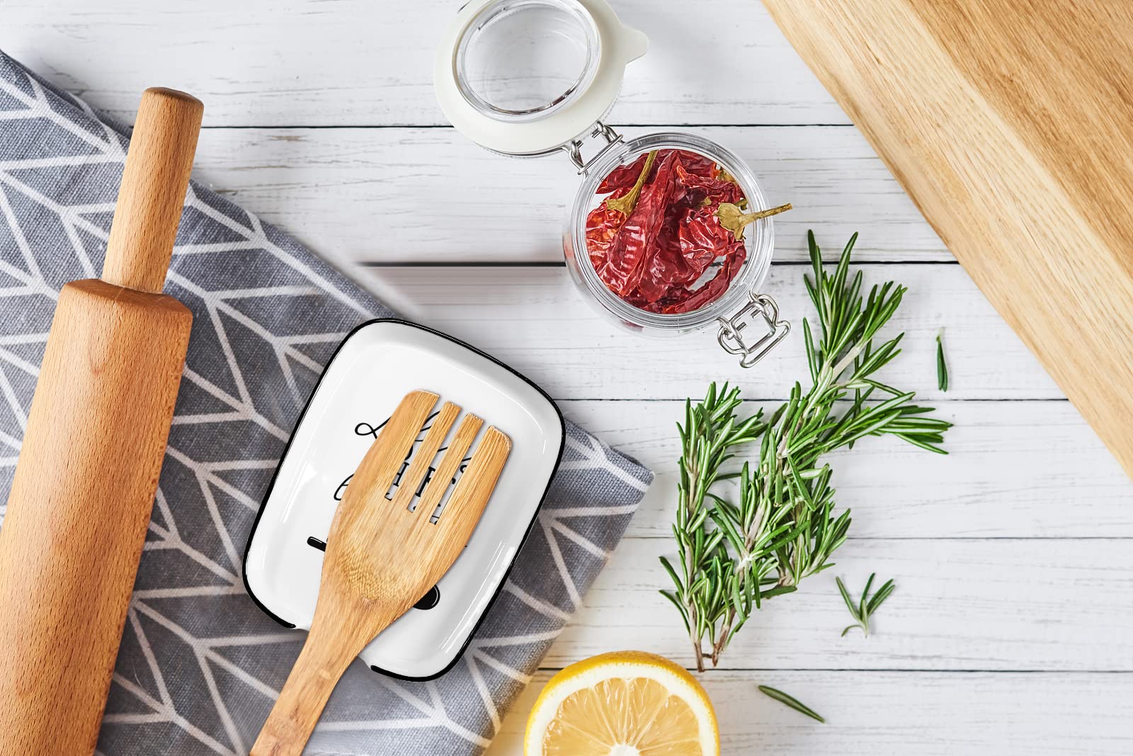 Funny Life is Short Lick the Spoon Ceramic Spoon Rest for Stove Top, Modern Farmhouse Kitchen Cute Decor, Perfect for Cooking and Baking on Kitchen Counter