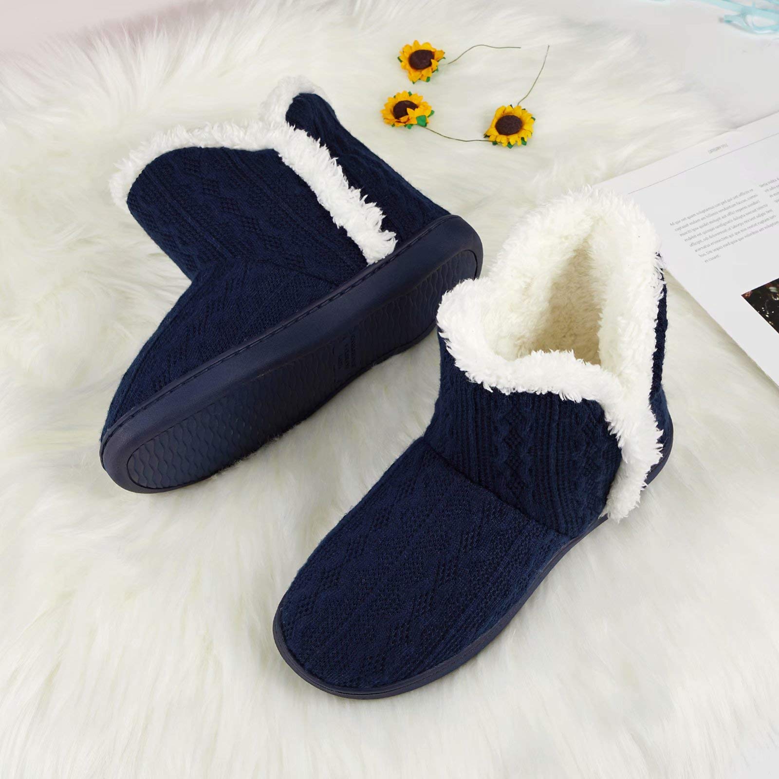 TUOBUQU Women's Winter Bootie Slippers - Fluffy Plush Warm House Shoes for Indoor & Outdoor Use - Cozy Home, Office, and Travel Footwear