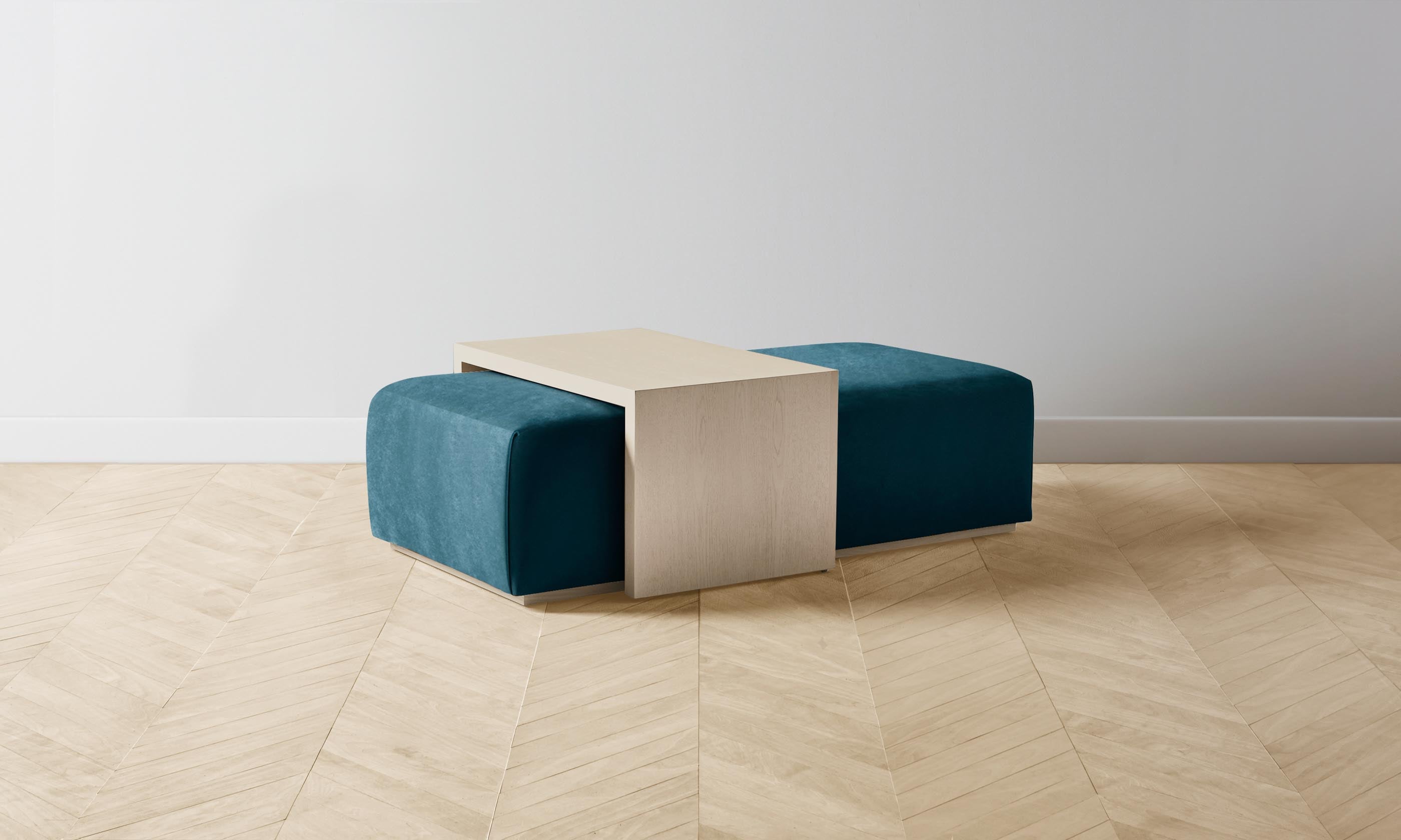 The Bowery Ottoman - Performance Velvet Lagoon Blue Storage Bench for Living Room, Bedroom & Entryway - Stylish Footrest & Seating Solution for Home Decor