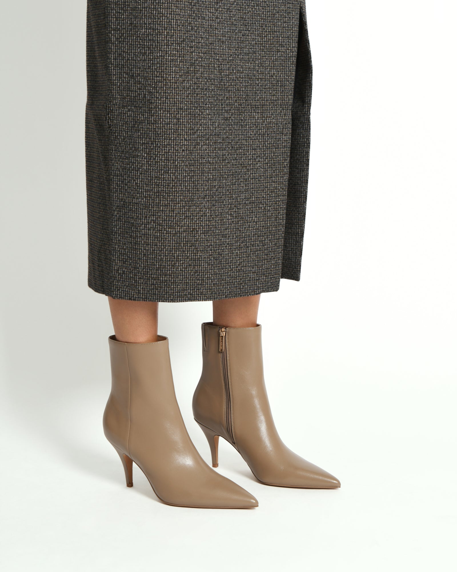 LOTTIE Women's High Ankle Boots Taupe Leather - Stylish Comfort for Fall & Winter Fashion, Office Wear & Casual Outings