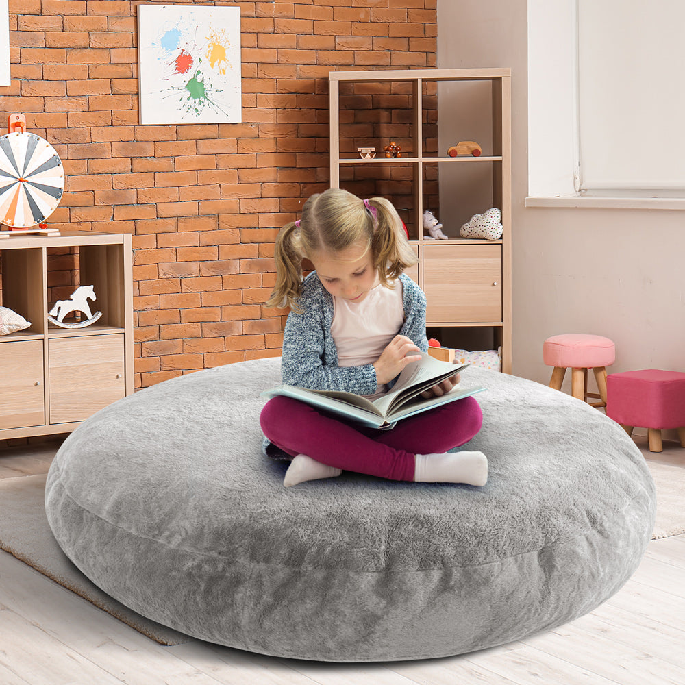 MAXYOYO 2-in-1 Kids Bean Bag Chair with Removable Floor Pillow - Soft Grey Comfy Seating for Boys & Girls - Perfect for Playroom, Bedroom or Reading Nook