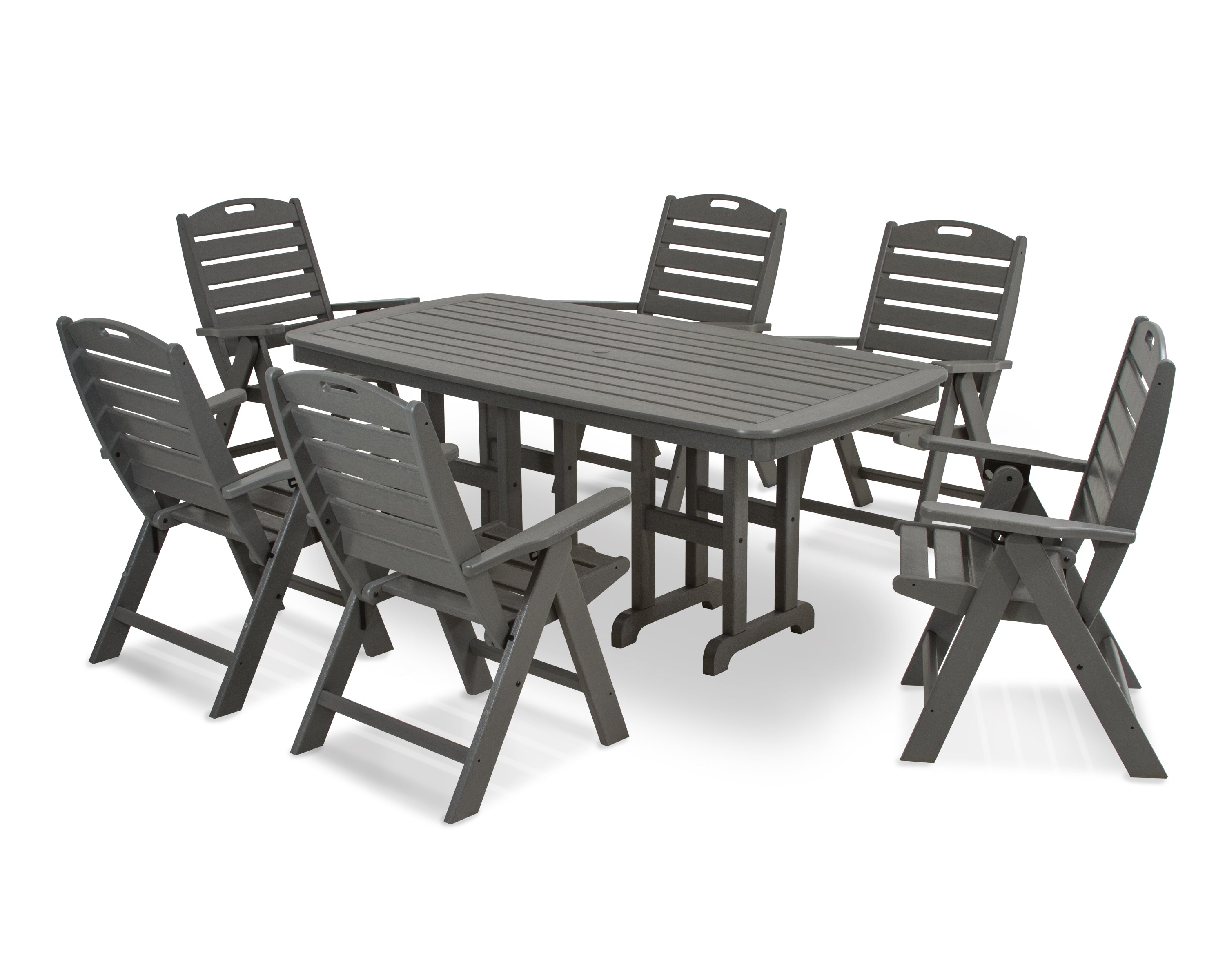 POLYWOOD Nautical 7-Piece Outdoor Dining Set - Durable & Weather-Resistant Patio Furniture for Backyard, Poolside, or Beachfront Dining
