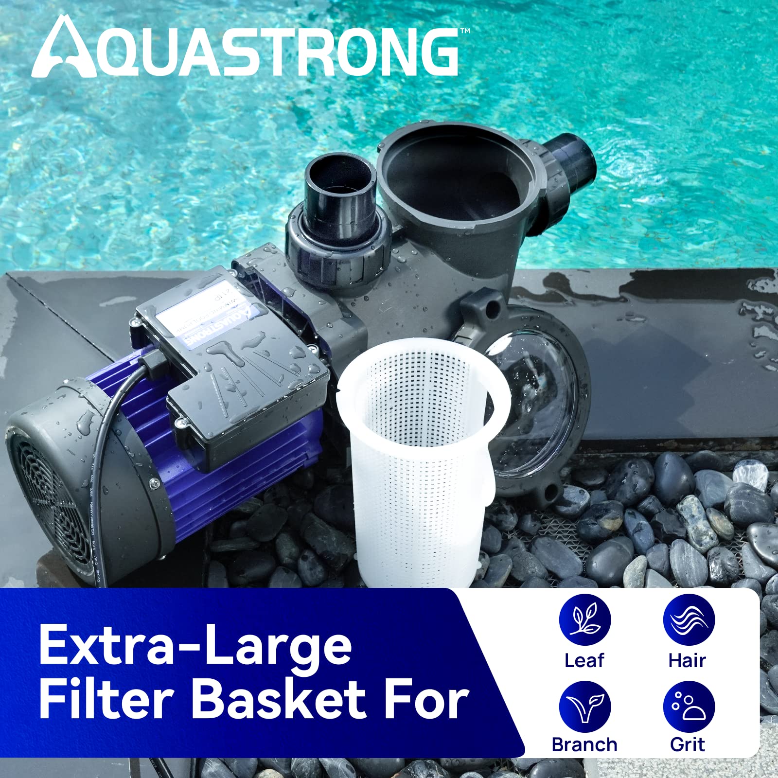 **AQUASTRONG High Flow In-Ground & Above Ground Pool Pump – 3HP, 9350 GPH, 220V, Single Speed – Perfect for Large Pools, Spas, and Water Features**