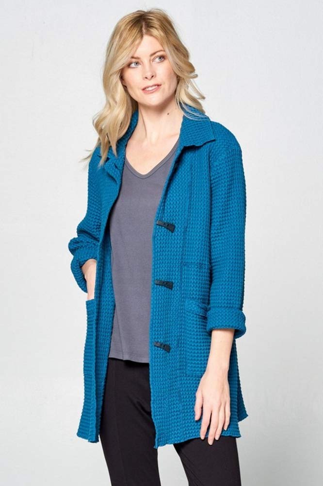 Women's Lightweight Cotton Waffle Knit Jacket - All Season Casual Cardigan for Spring, Fall & Layering | Cozy Lounge Wear & Outdoor Cover-Up