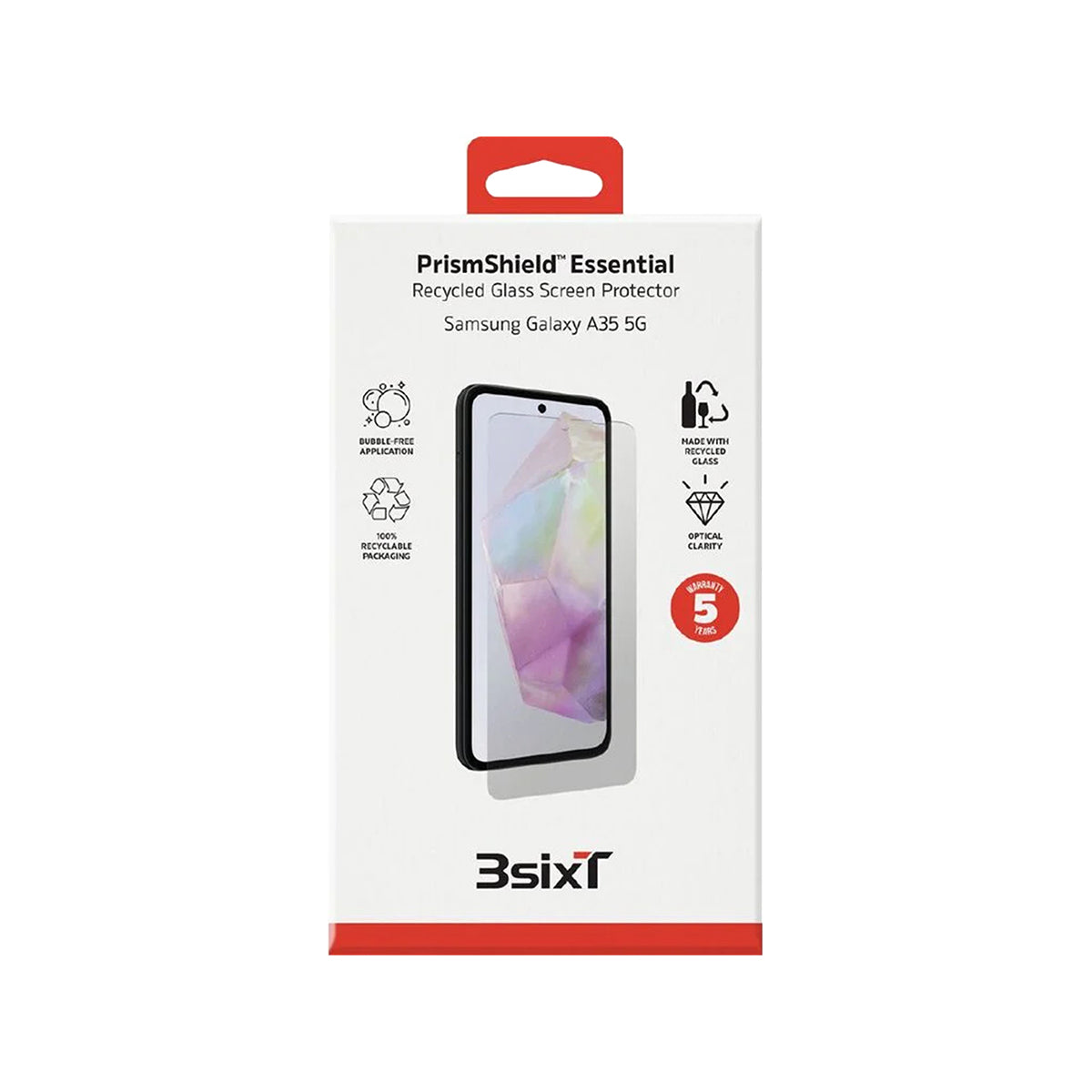 3sixT PrismShield Essential Screen Protector for Samsung Galaxy A35 5G & S24 FE - Anti-Scratch, Bubble-Free, HD Clear Protection - Perfect for Work, Gaming & Daily Use
