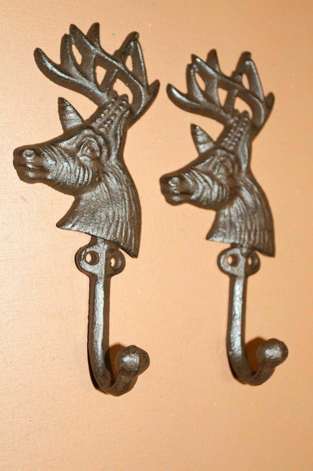Premium Cast Iron Antler Deer Head Wall Hooks - 9-Piece Trophy Room Decor Set for Hunting Lodge, Cabin & Rustic Home Decor | Perfect for Coats, Hats & Gear Organization