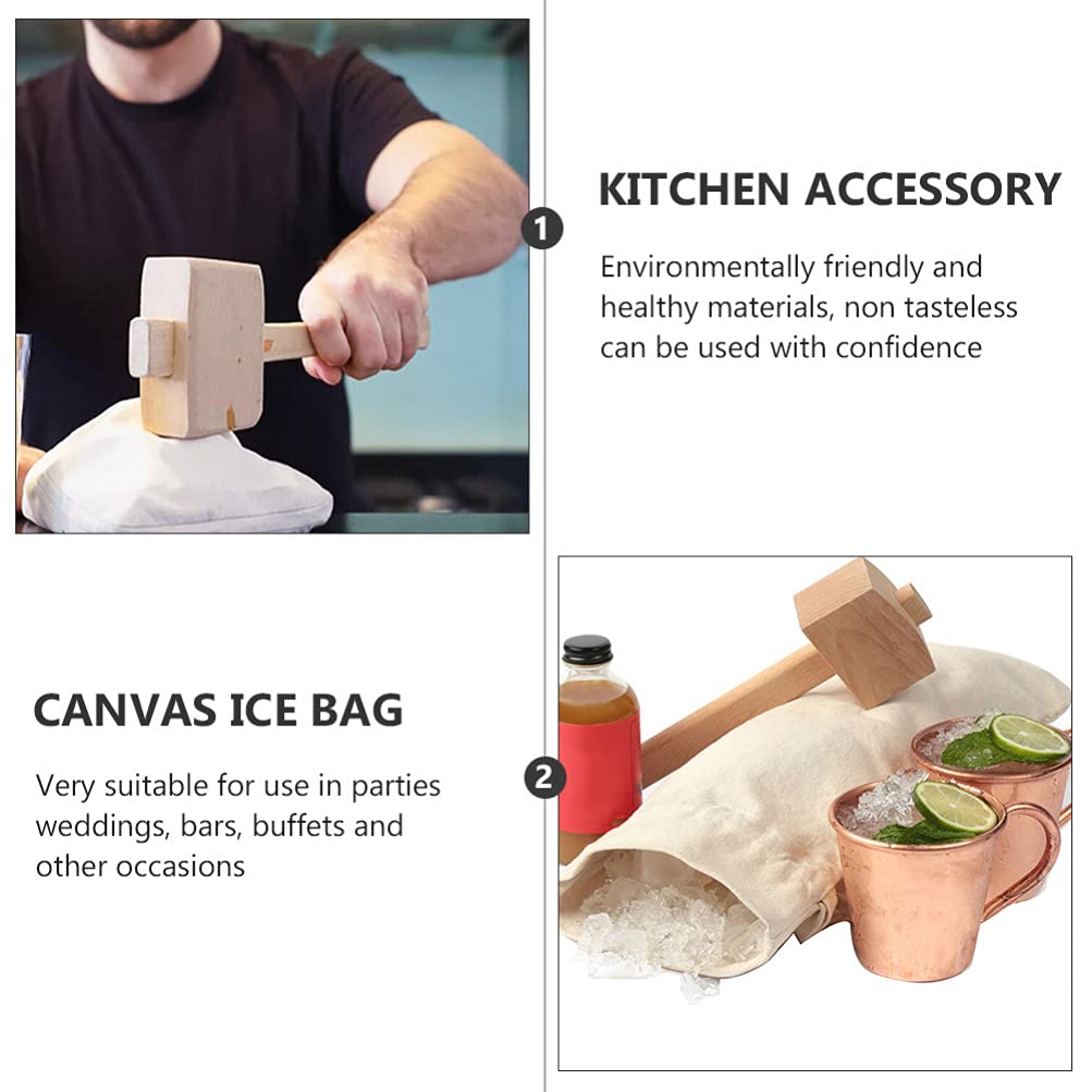 3pcs Reusable Canvas Ice Bags for Crushing & Drying Ice - Bartender Kit, Waiter Tool & Restaurant Supply - Perfect for Cocktail Bars, Home Kitchens & Commercial Use