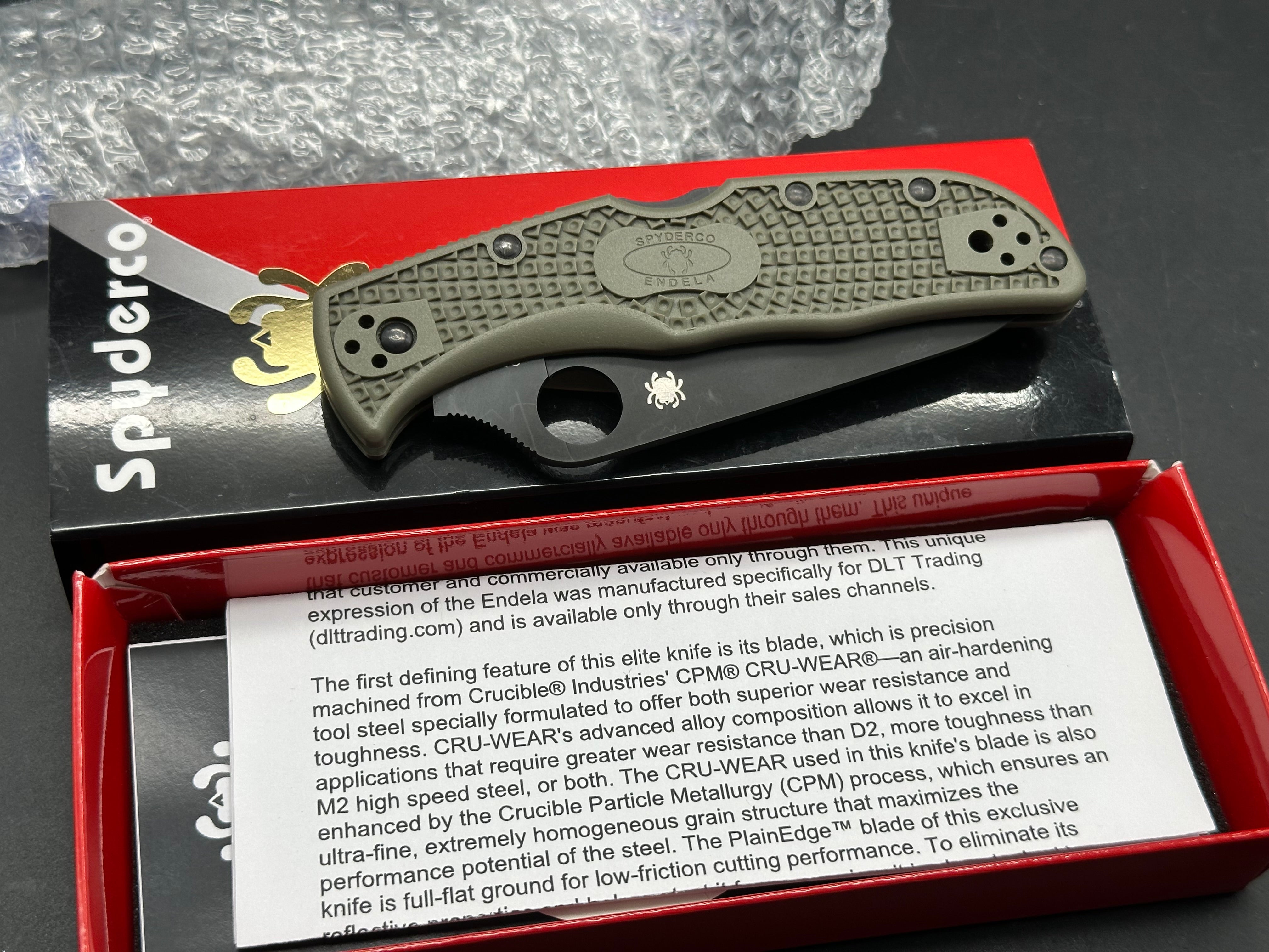 Spyderco Endela Folding Knife - OD Green FRN Handle, 20CV Steel Blade (Cruwear Alternative) - EDC, Outdoor Camping, Survival & Tactical Use
