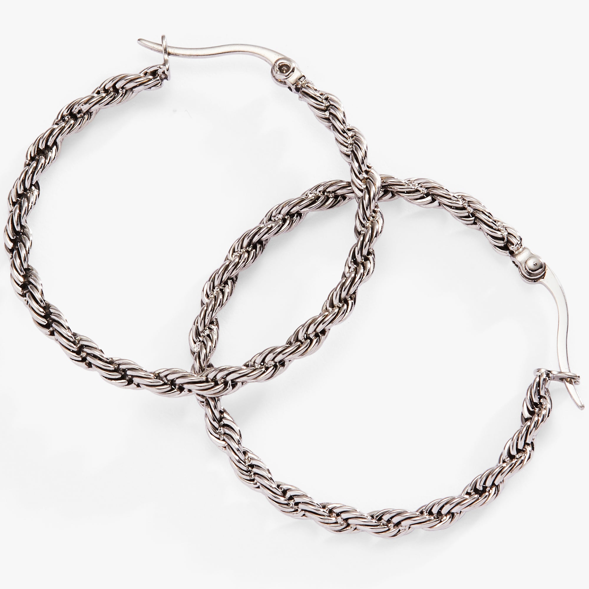 Frozen French Rope Hoop Earrings for Women - 925 Sterling Silver Dangle Drop Earrings - Trendy Fashion Jewelry for Party, Wedding & Everyday Wear
