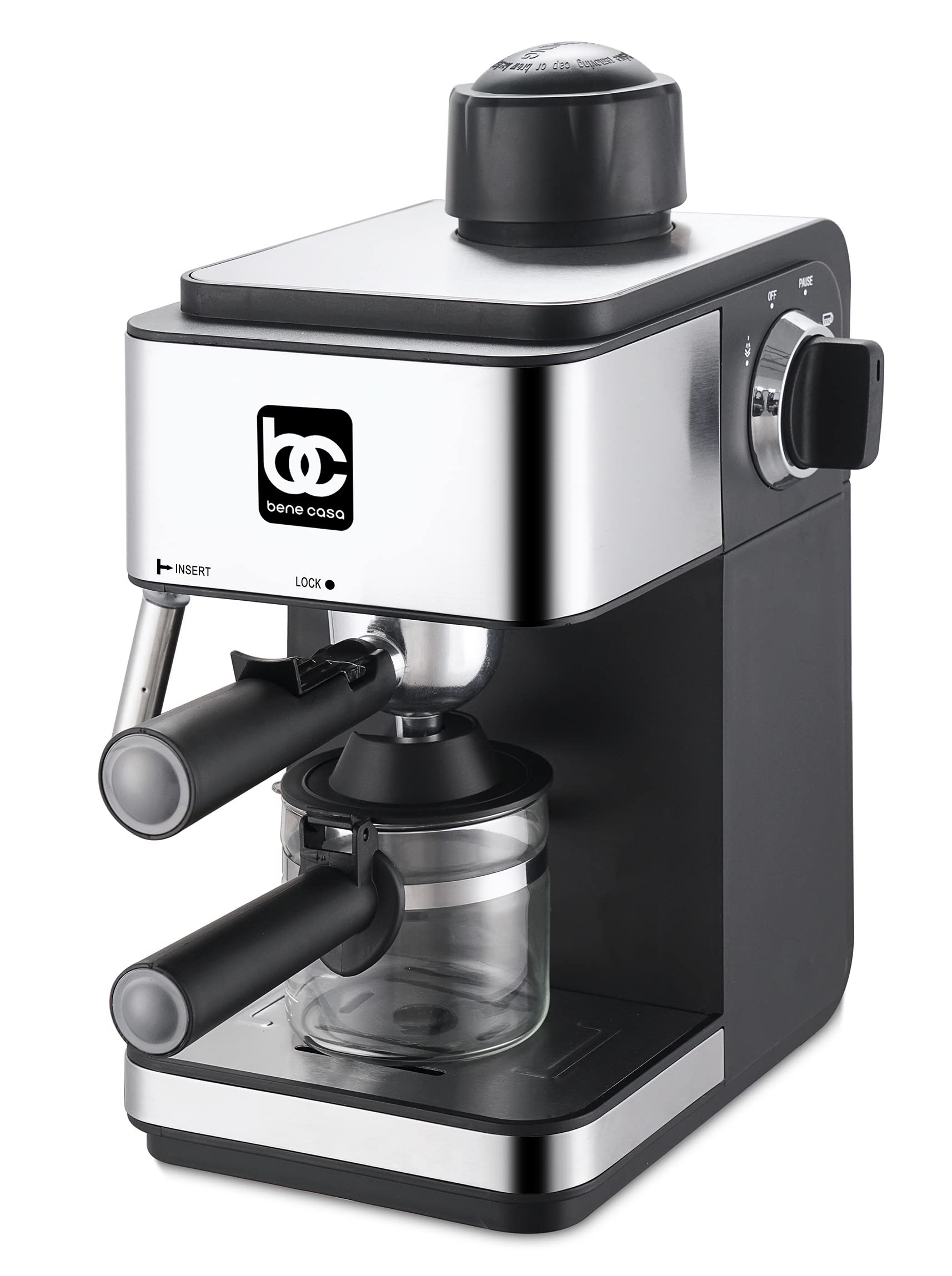 Bene Casa BC-99189 4-Cup Stovetop Espresso Maker - Perfect for Home, Office & Camping Coffee Brewing