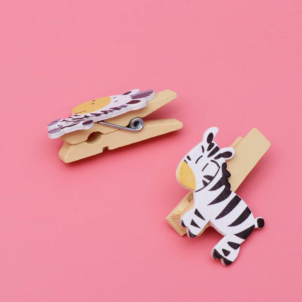 PRETYZOOM 40 Pcs Wooden Decorative Clothespins - Mini Paper Clips for Photos, Notes, Crafts & Clothesline - Cute Cartoon Design Scooter Accessories for Adults - Perfect for Home Office, Scrapbooking & DIY Projects
