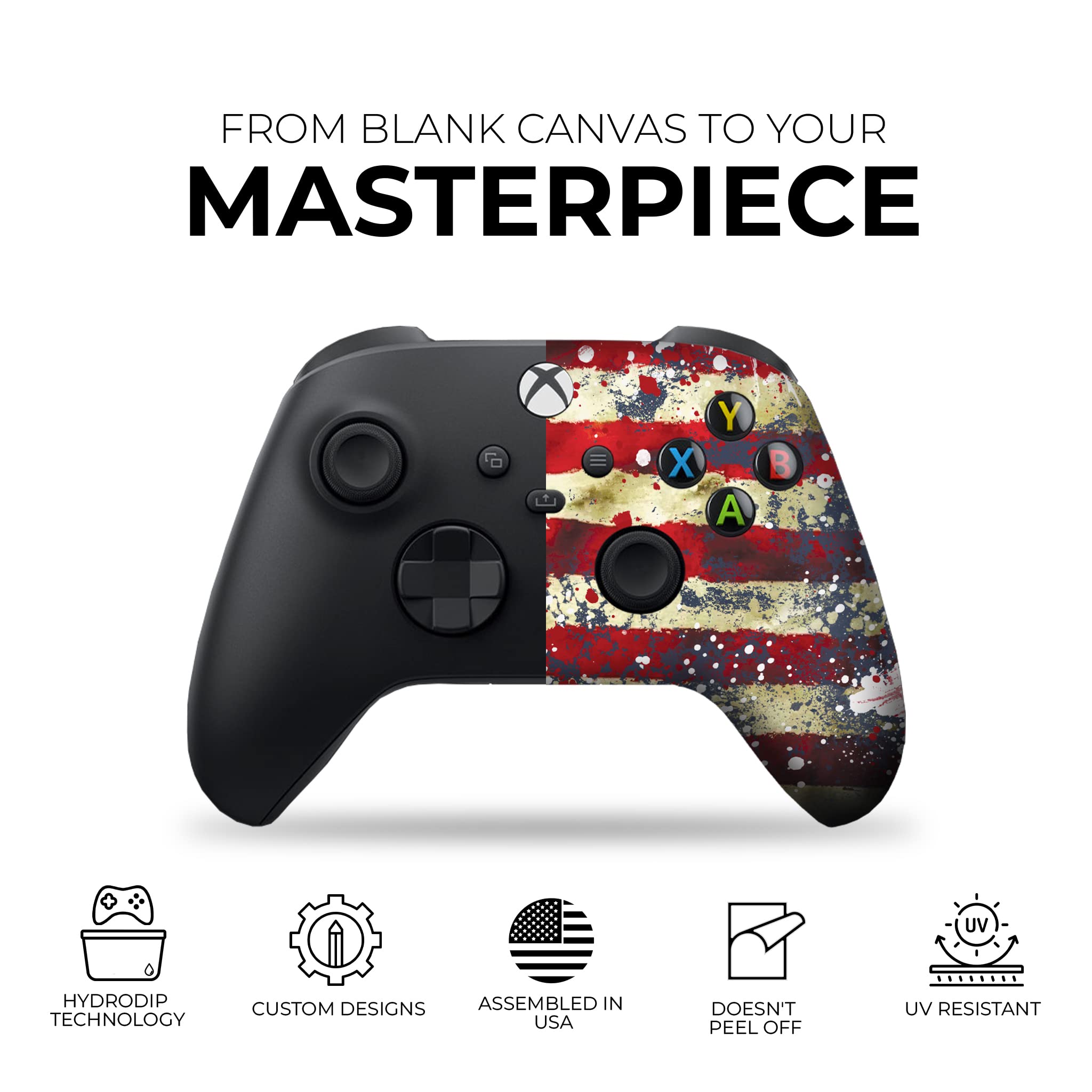 Premium Wireless DreamController Tattered Flag Custom Xbox One & Series X/S Controller - USA Made with Durable HYDRO-DIP Printing (Not Just a Skin) - Perfect for Gaming, Collecting & Esports Tournaments