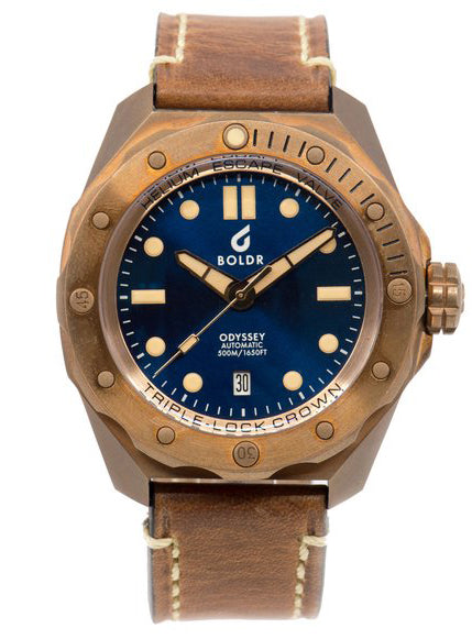 BOLDR Odyssey Bronze Blue Automatic Diver Watch - Waterproof Luxury Timepiece for Men - Perfect for Diving, Swimming & Everyday Wear