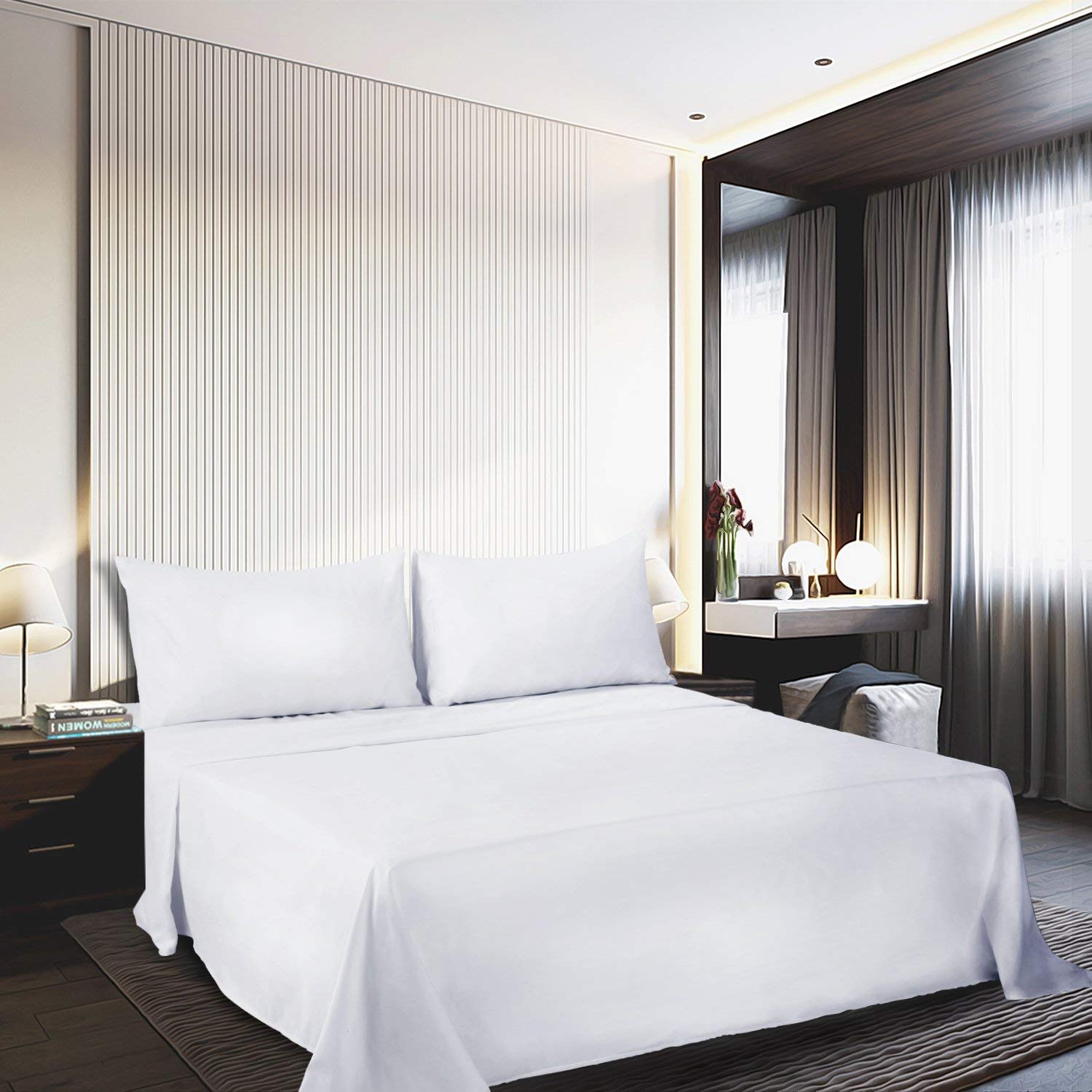 Luxury Twin Size Bed Sheet Set - 4 Piece 30 Inch Deep Pocket - Extra Soft & Cooling - Wrinkle Free - Hotel Quality White Sheets for Twin Beds - Perfect for Guest Rooms, Dorms & Cozy Bedrooms