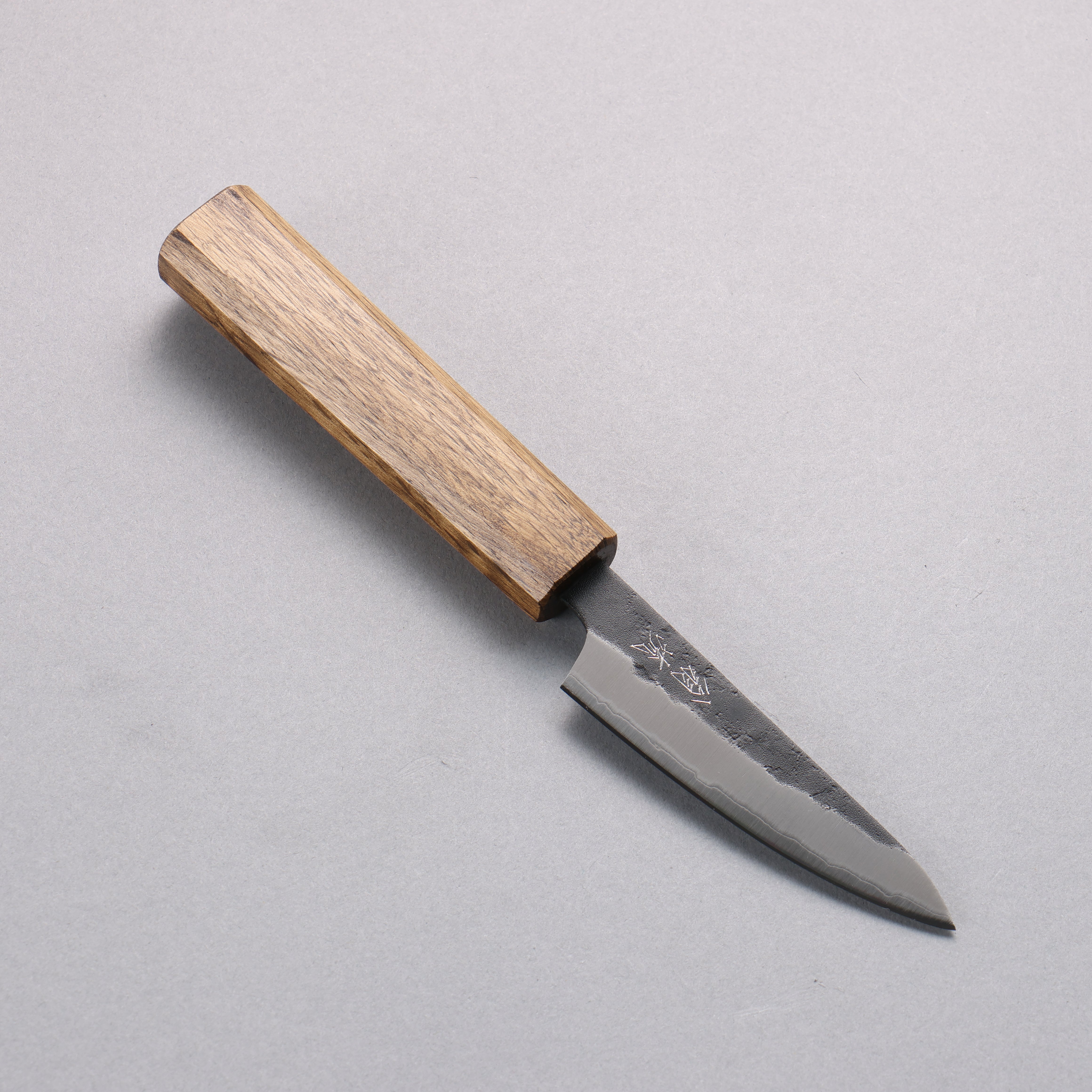 Oul Blue Super Black Nashiji Petty Utility Knife 80mm with Oak Handle - Perfect for Home Cooking, Slicing Fruits & Vegetables, and Professional Chef Use