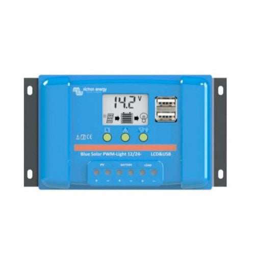 Victron Energy BlueSolar PWM Charge Controller 12V/24V 20A with LCD Display & USB Port - Perfect for Solar Panel Systems, RVs, Boats, and Off-Grid Power Solutions