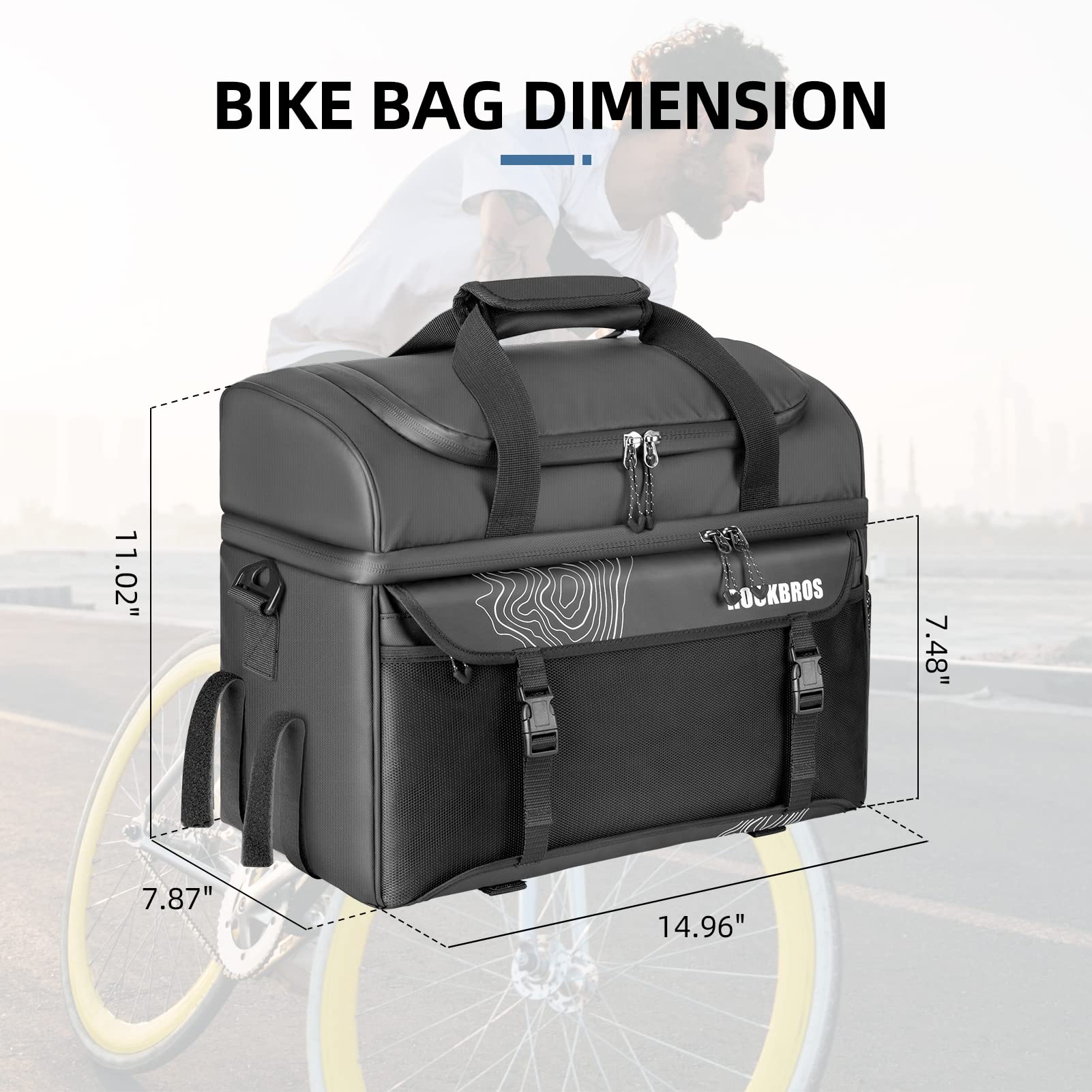 ROCKBROS 11L Insulated Bike Trunk Cooler Bag - Waterproof Bicycle Rear Seat Carrier Pannier for Commuting, eBike & Travel | Perfect for Picnics, Groceries & Outdoor Adventures