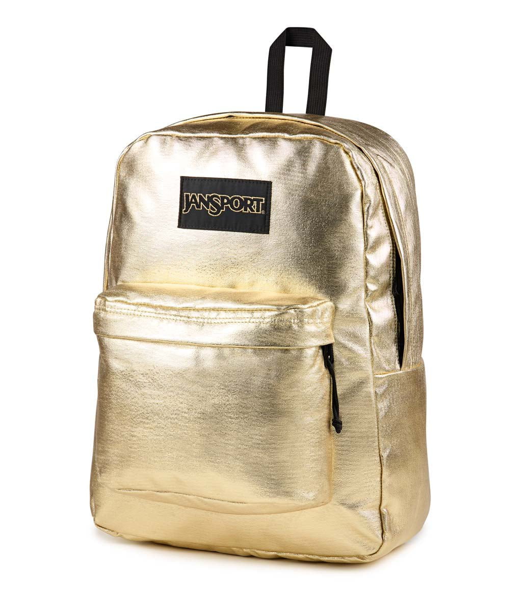 JanSport SuperBreak Plus FX Backpack - Lightweight Laptop Backpack for School & Travel, Surreal Shine Gold - Perfect for College Students & Commuters