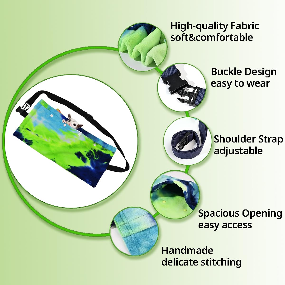 MANON ROSA Sugar Glider Pouch - Small Animal Carrier Bag with Adjustable Harness for Reptile Pets, Bearded Dragons & Lizards - Portable Bonding Sling & Backpack Accessories for Outdoor Travel, Walking & Resting - Perfect for Vet Visits, Park Adventures & Home Comfort (Red)