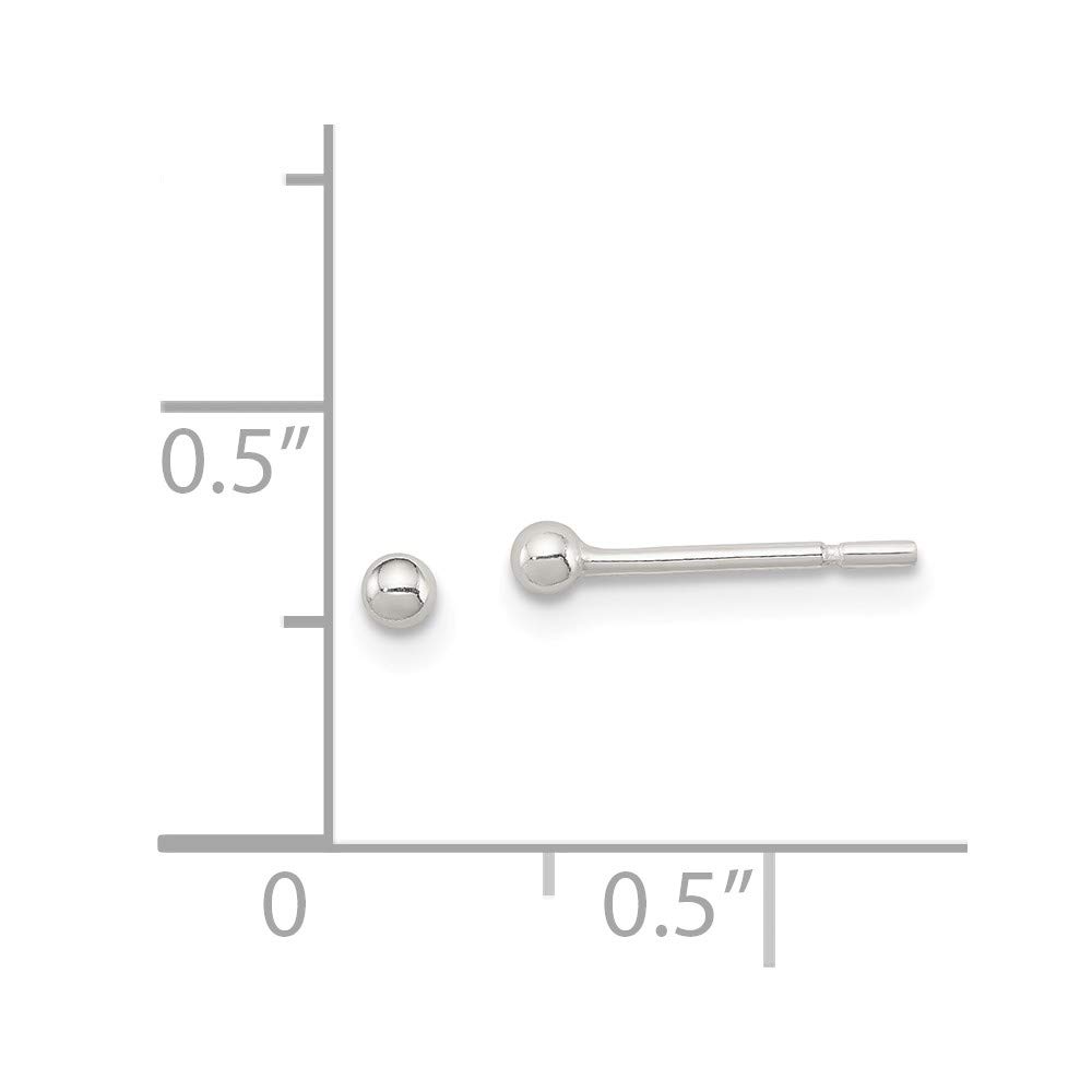 2mm Sterling Silver Polished Ball Stud Earrings for Women - Perfect for Everyday Wear, Gift Giving & Special Occasions