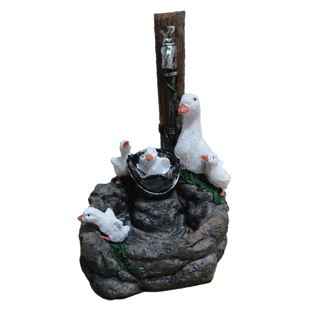FAKEME Resin Duck Fountain Statue - Outdoor Garden Decor, Patio Landscape Ornament, Handcrafted Home Sculpture for Yard, Lawn & Indoor Decor - Perfect for Backyard, Poolside & Garden Decorations