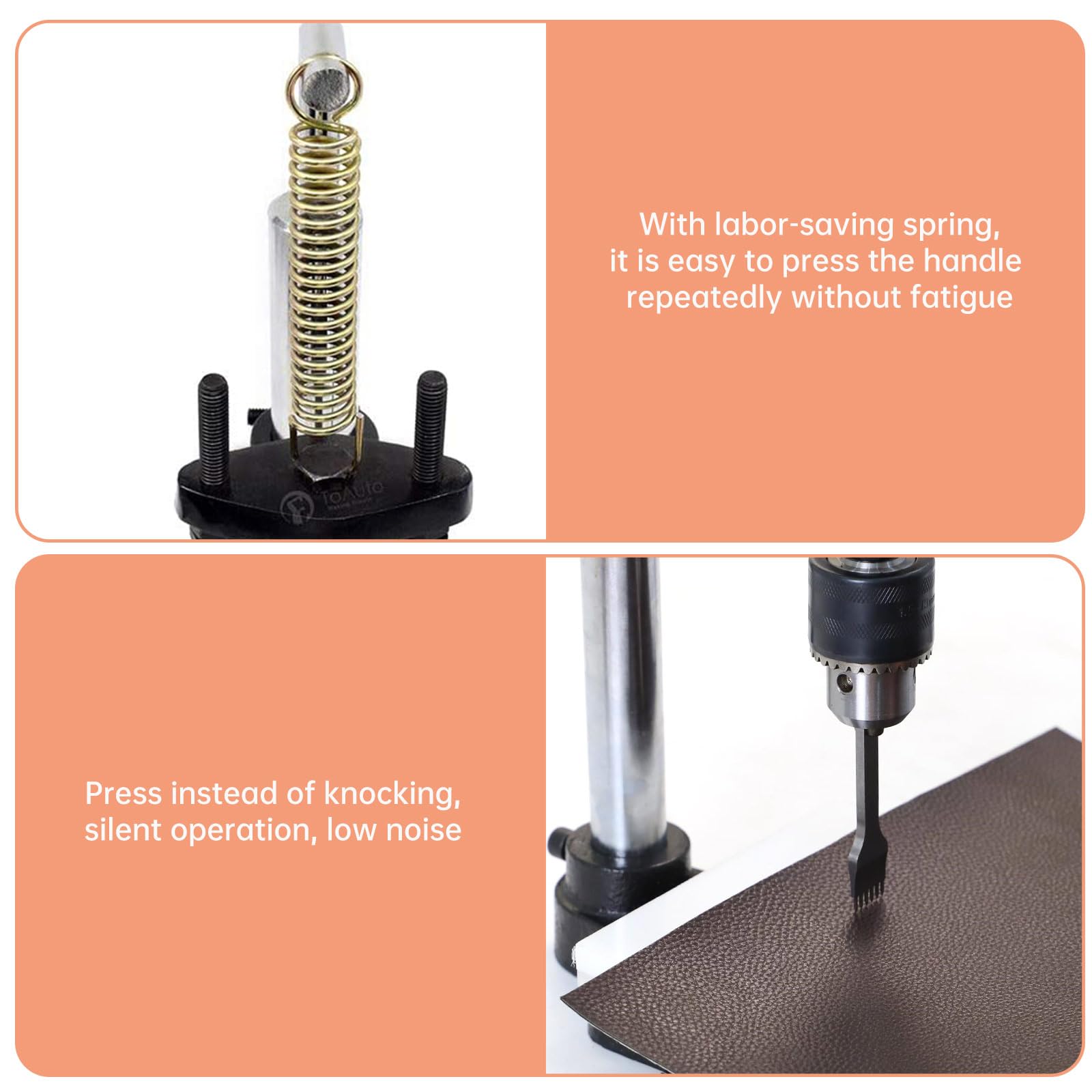Professional Leather Hole Punch Tool Set - Manual Hand Press Punching Machine with Chuck, PP & Aluminum Plates for DIY Craft, Leatherworking, Belts & Accessories (Style D) - Perfect for Leather Crafting, Shoe Repair & Bag Making Projects