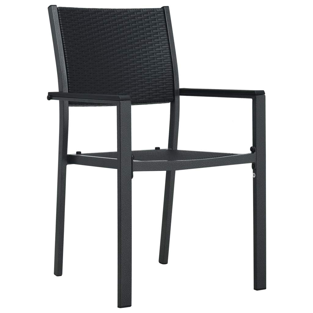 vidaXL 2-Piece Patio Dining Chairs Set with Armrests - Black Plastic Rattan-Look Outdoor Chairs for Deck, Garden, Lawn, Balcony, Backyard - Perfect for Outdoor Dining, Lounging, and Relaxation