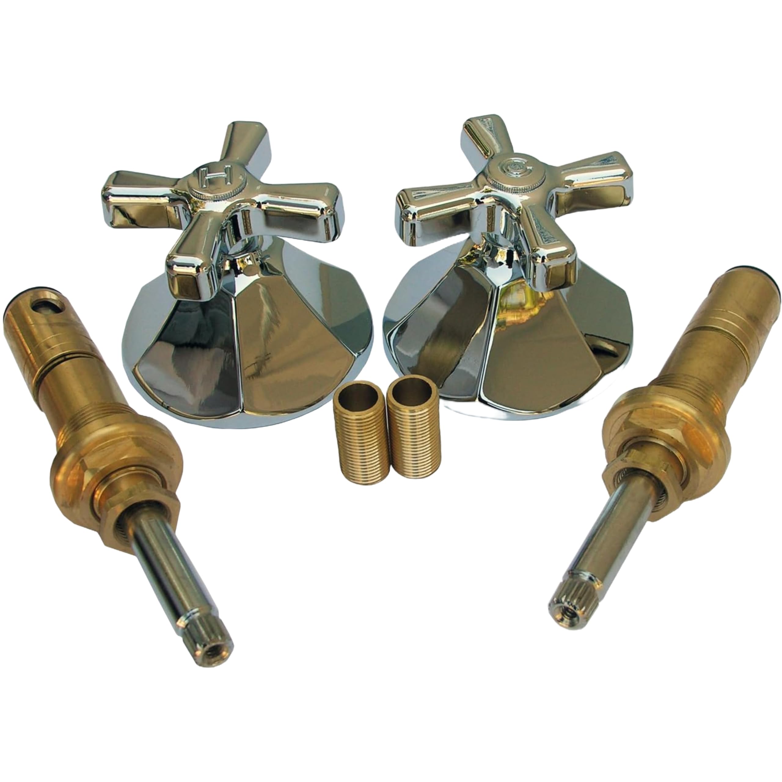 LASCO 01-9403 American Standard Renu Series 2-Valve Tub & Shower Trim Kit with Stems, Handles, Flanges & Nipples in Chrome Finish - Perfect for Bathroom Renovation and Plumbing Upgrades