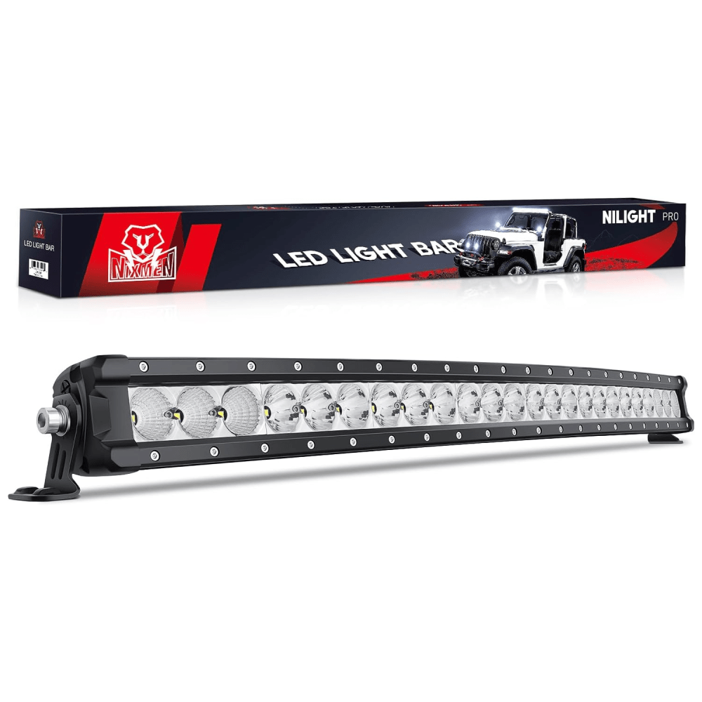 32 Inch 120W 12000LM Slim Anti-Glare DRL Spot Flood Curved LED Light Bar - Waterproof Off-Road Lighting for Trucks, ATVs, UTVs, Boats & Marine Vehicles
