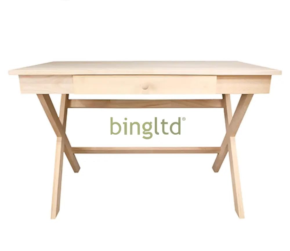 REMO Solid Wood Desk with Drawer - Sturdy X-Leg Design Home Office Desk for Study, Work & Gaming - Modern Writing Table for Small Spaces & Dorm Rooms