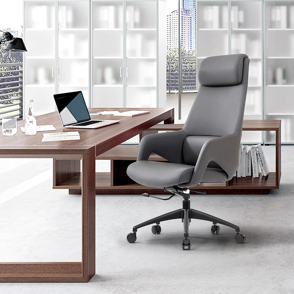 Premium RONAN Executive Office Chair - Ergonomic Grey High Back Desk Chair for Home & Office Workspaces - Perfect for Long Hours of Sitting & Productivity