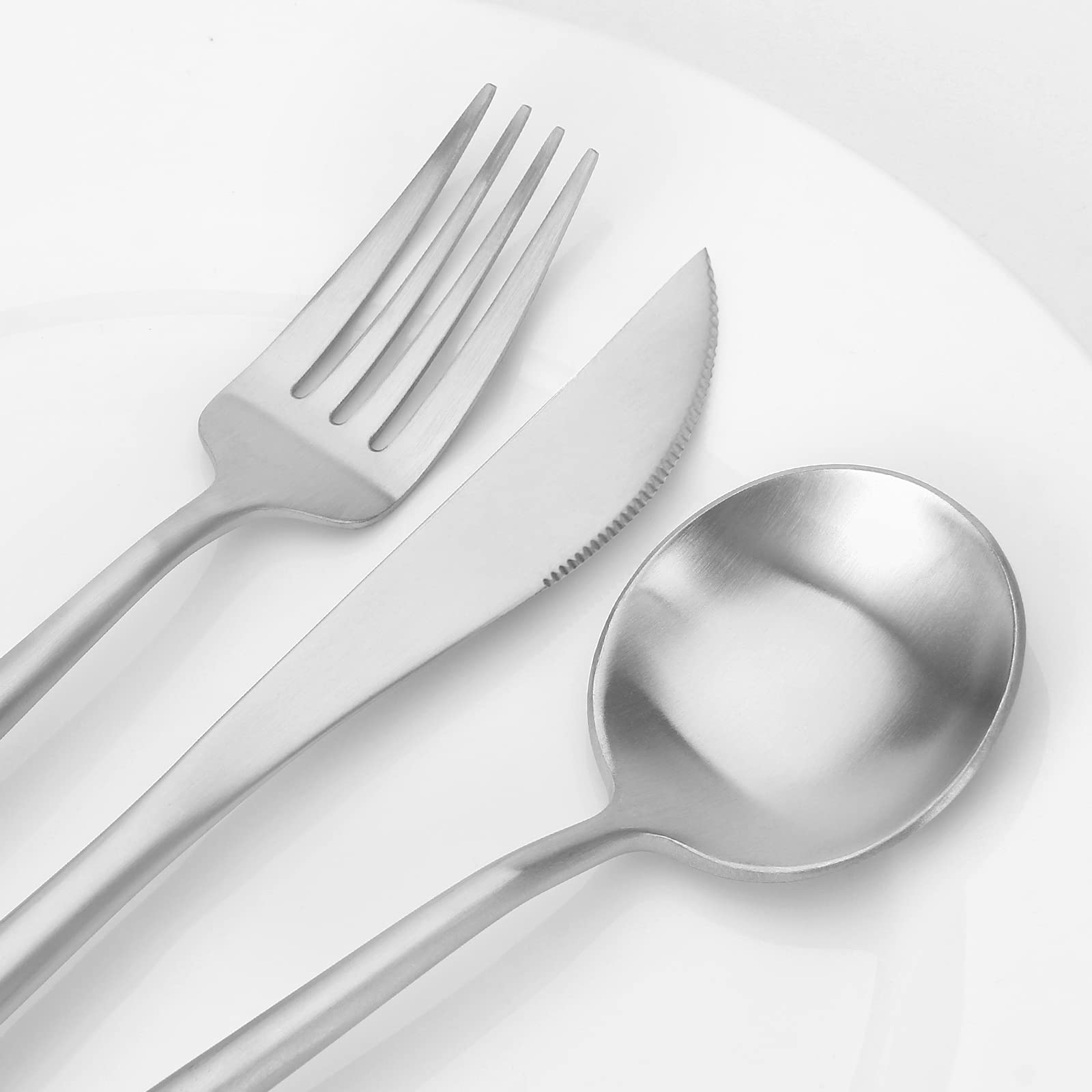 Vanys 20-Piece Matte Silverware Set - Stainless Steel Flatware Cutlery Set for 4 People with Knives, Spoons & Forks - Satin Finish Kitchen Utensils for Everyday Dining & Dinner Parties