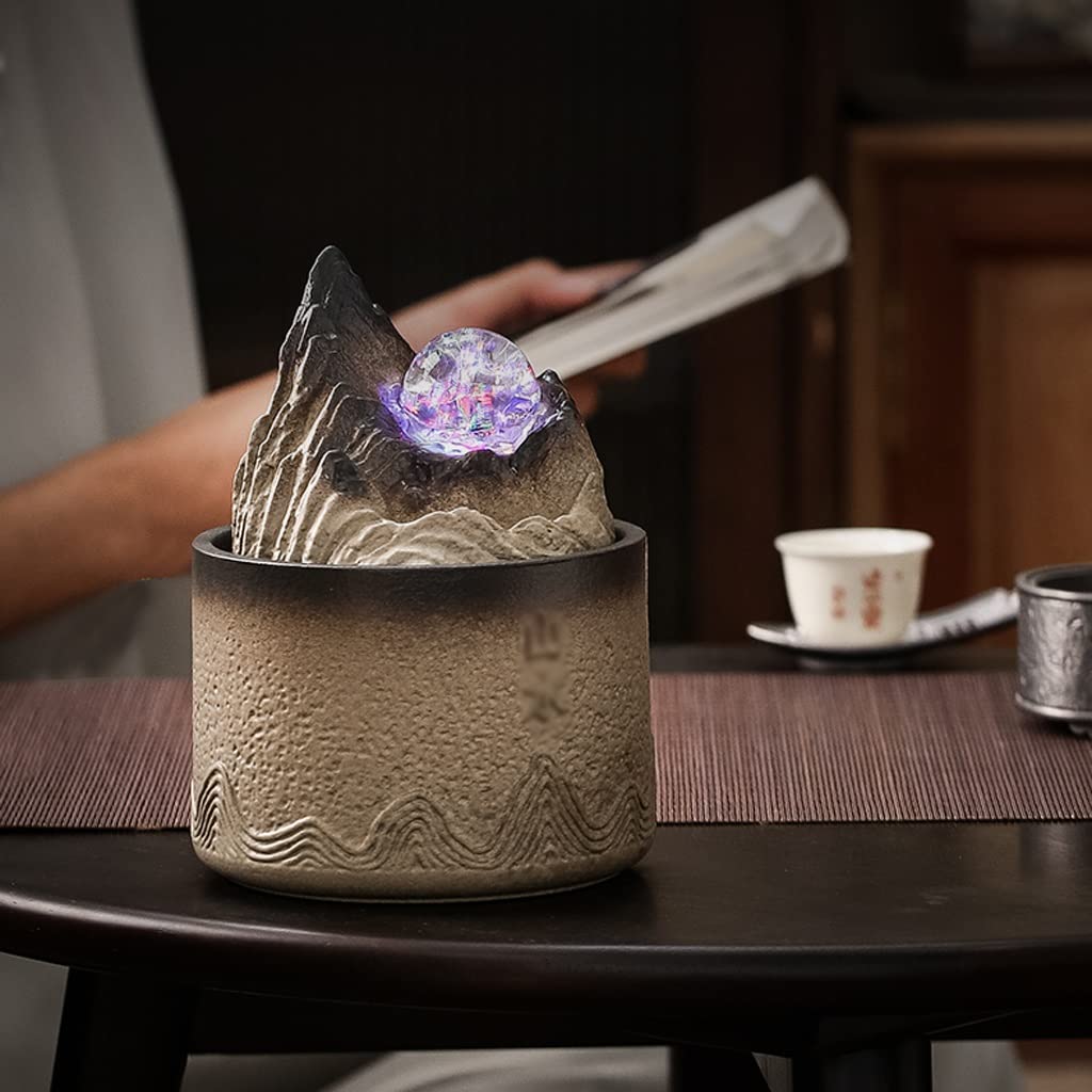 Desktop Fountain - Small Relaxing Tabletop Waterfall Feature for Office & Home Decor | Indoor Zen Fountain with Soothing Water Sounds for Stress Relief & Meditation
