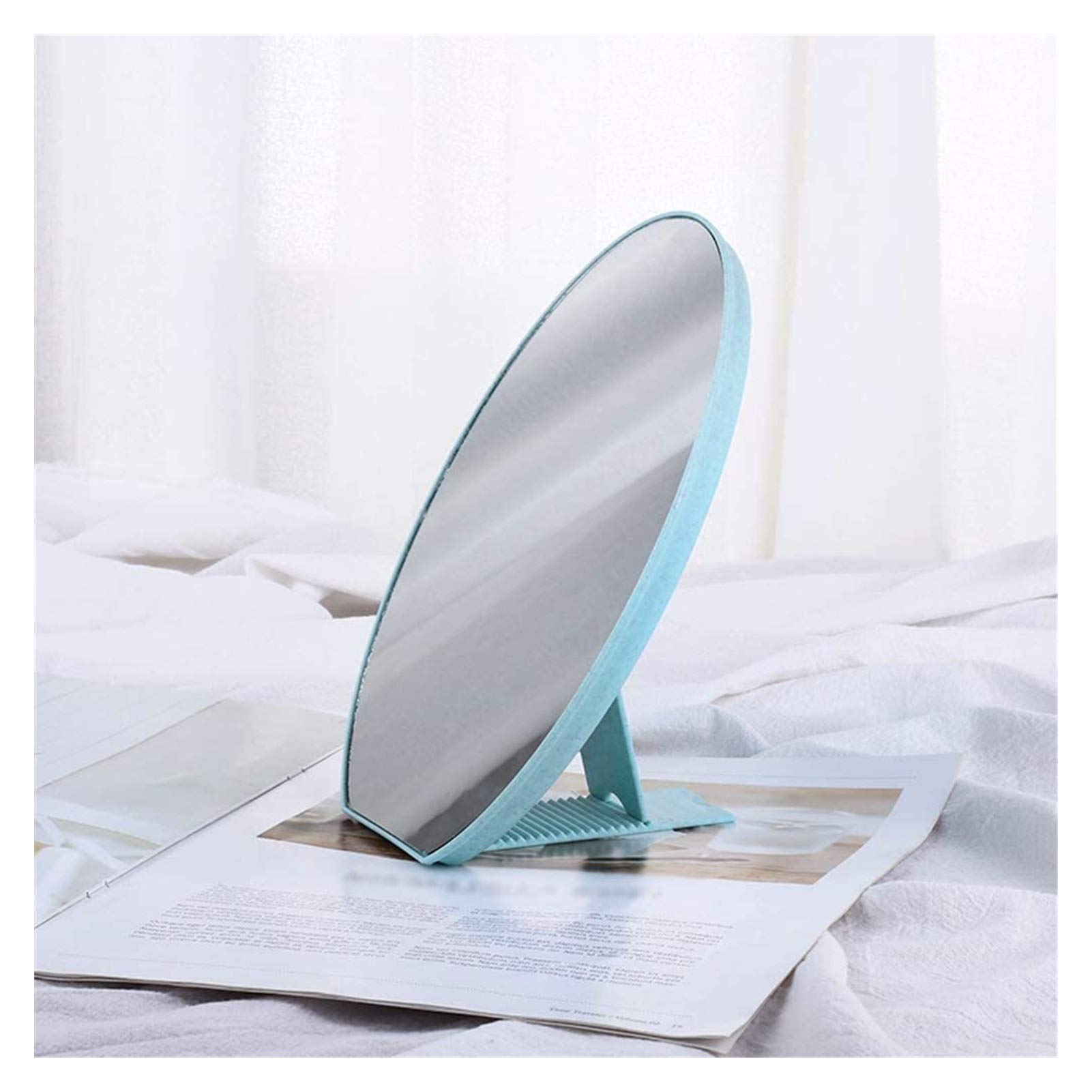 YUESFZ Folding Makeup Mirror - Portable Desktop Vanity Mirror with Stand, 360° Rotating for Students & Travel | Green Cosmetic Mirror for Dressing, Makeup Application & Home Decor