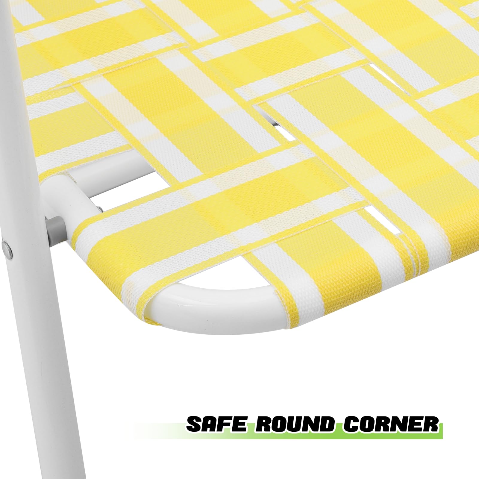 **Magshion Folding Webbed Lawn Beach Chair for Adults – Lightweight Steel Frame, Portable Outdoor Camping Chairs – Supports 250 lbs – Perfect for Fishing, Patio, Yard, Garden & Picnics (2-Pack, Yellow)**