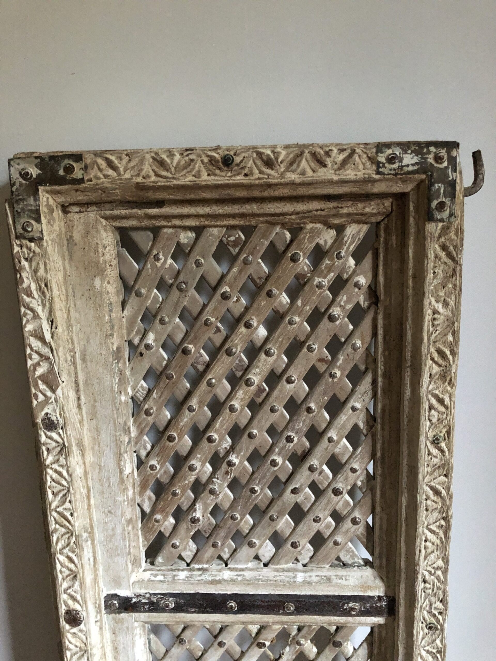Hand Carved Indian Solid Wood Jali Doors Set - White 138cm (54.3